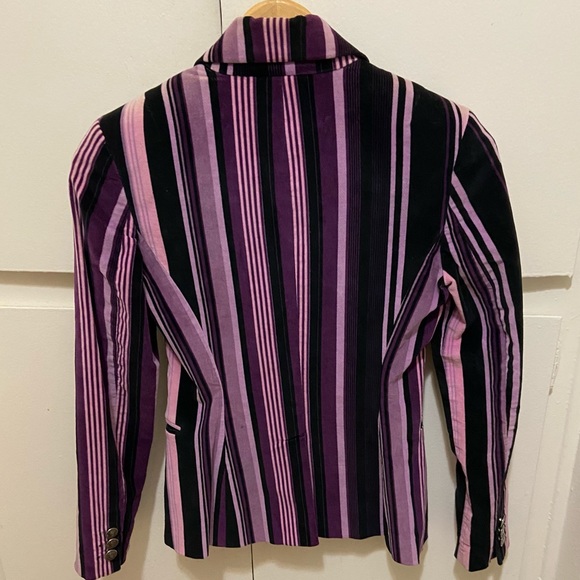 VINTAGE A.B.S Allen Schwartz Striped Velvet Blazer - Size XS - Picture 4 of 8